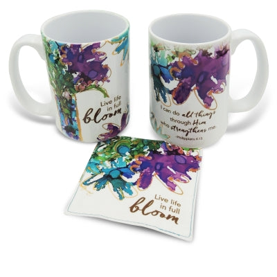 "Life life in full bloom" Mug and Coaster Set